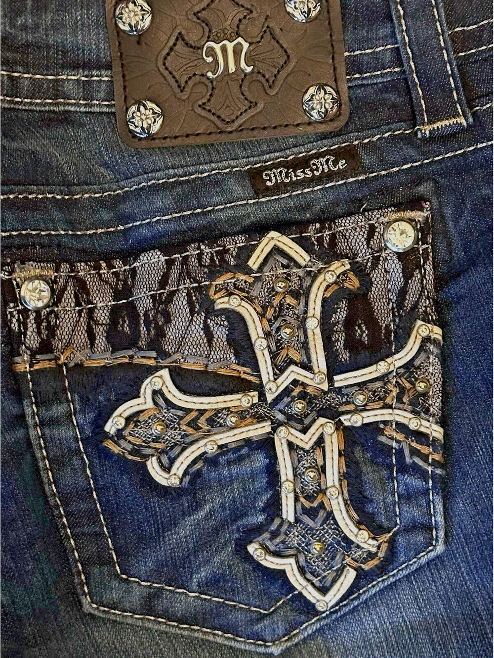 Miss Me Jeans Slim Boot Sz 33 Denim 33x34 JP85015B Western Rock Y2K
